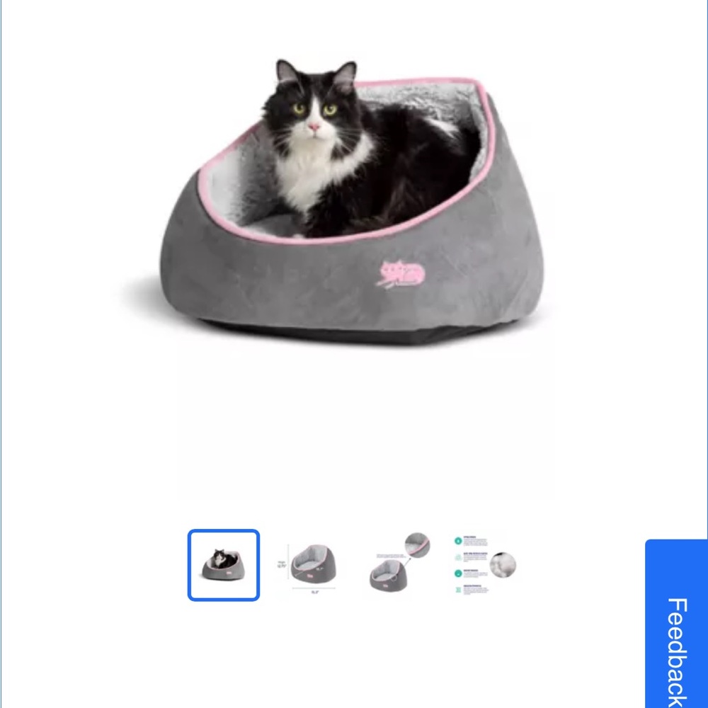 Cozy Cat Bed with Pink Trim - Picture 2 of 5